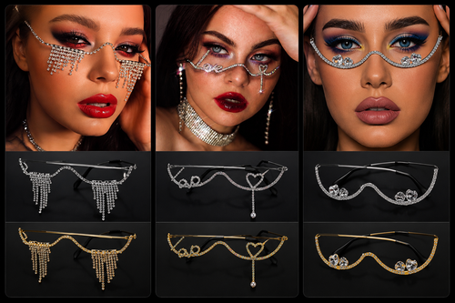 عینک فشن نگیندار زنانه کالکشن Luxury Crystal پینترستی