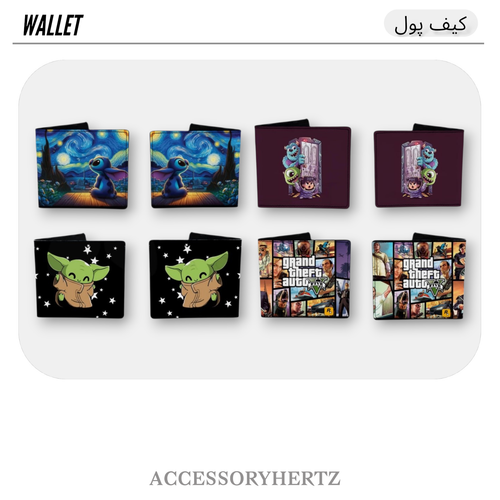 کیف پول مردانه و زنانه طرح شخصیتهای فانتزی مدل Sticker Art