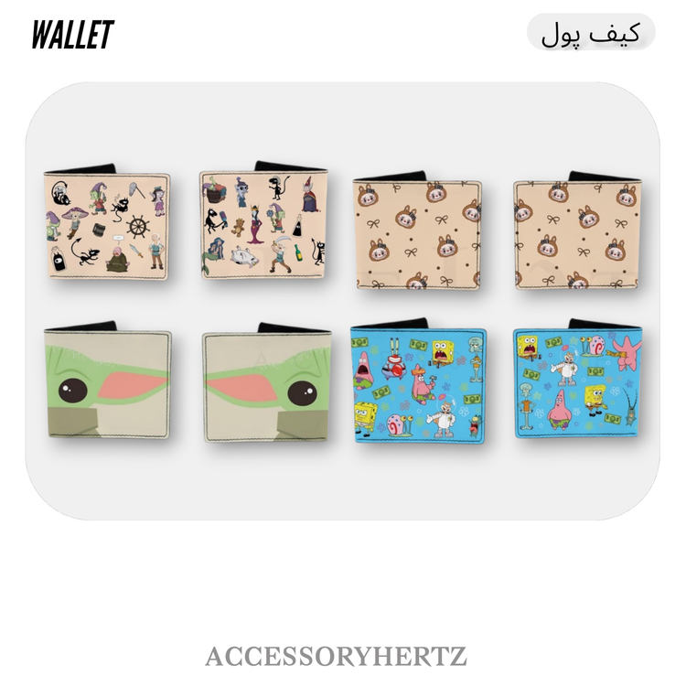 کیف پول مردانه و زنانه طرح شخصیتهای فانتزی مدل Sticker Art