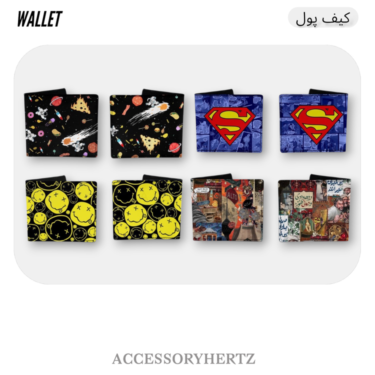 کیف پول مردانه و زنانه طرح شخصیتهای فانتزی مدل Sticker Art