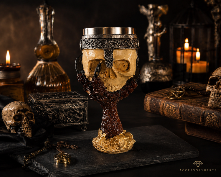 جام جمجمه و عقاب رزینی قابل استفاده 20 سانتی مدل Gothic Skull Goblet | لیوان اسکلت فانتزی و کلکسیونی