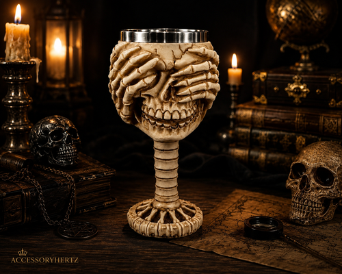 جام جمجمه رزینی قابل استفاده 20 سانتی مدل Gothic Skull Goblet | لیوان اسکلت فانتزی و کلکسیونی