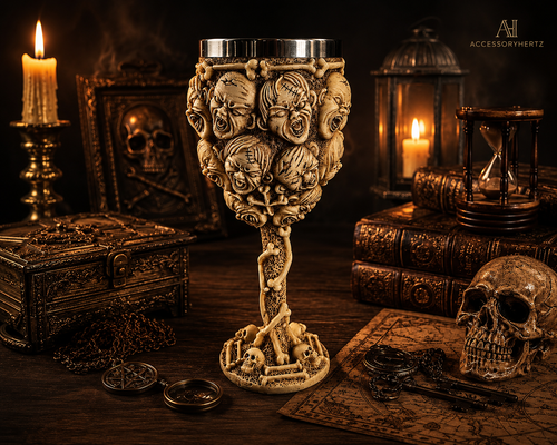جام جمجمه رزینی قابل استفاده 20 سانتی مدل Gothic Skull Goblet | لیوان اسکلت فانتزی و کلکسیونی