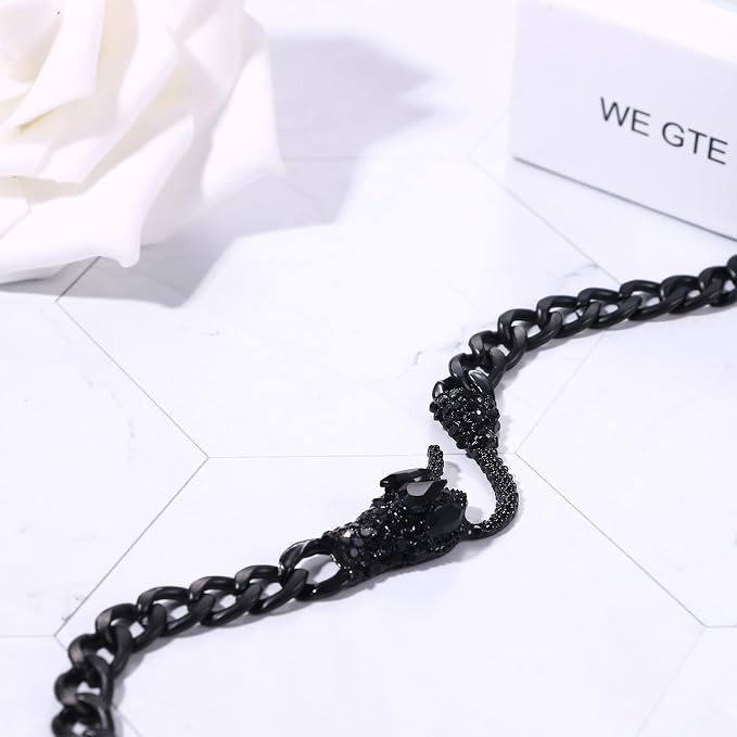 گردنبند چوکر طرح مار نگیندار زنجیری مشکی